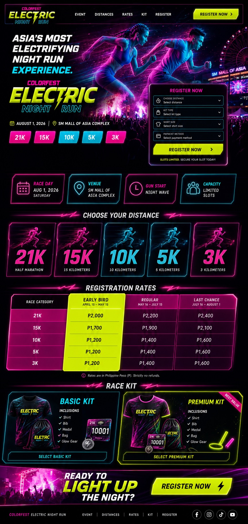 Colorfest Electric Night Run landing and registration page
