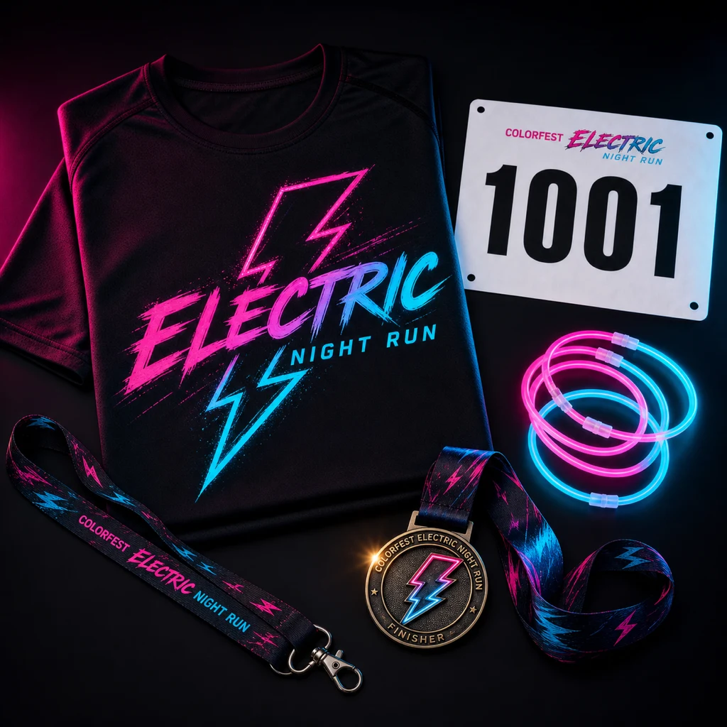 Colorfest Electric Night Run premium race kit